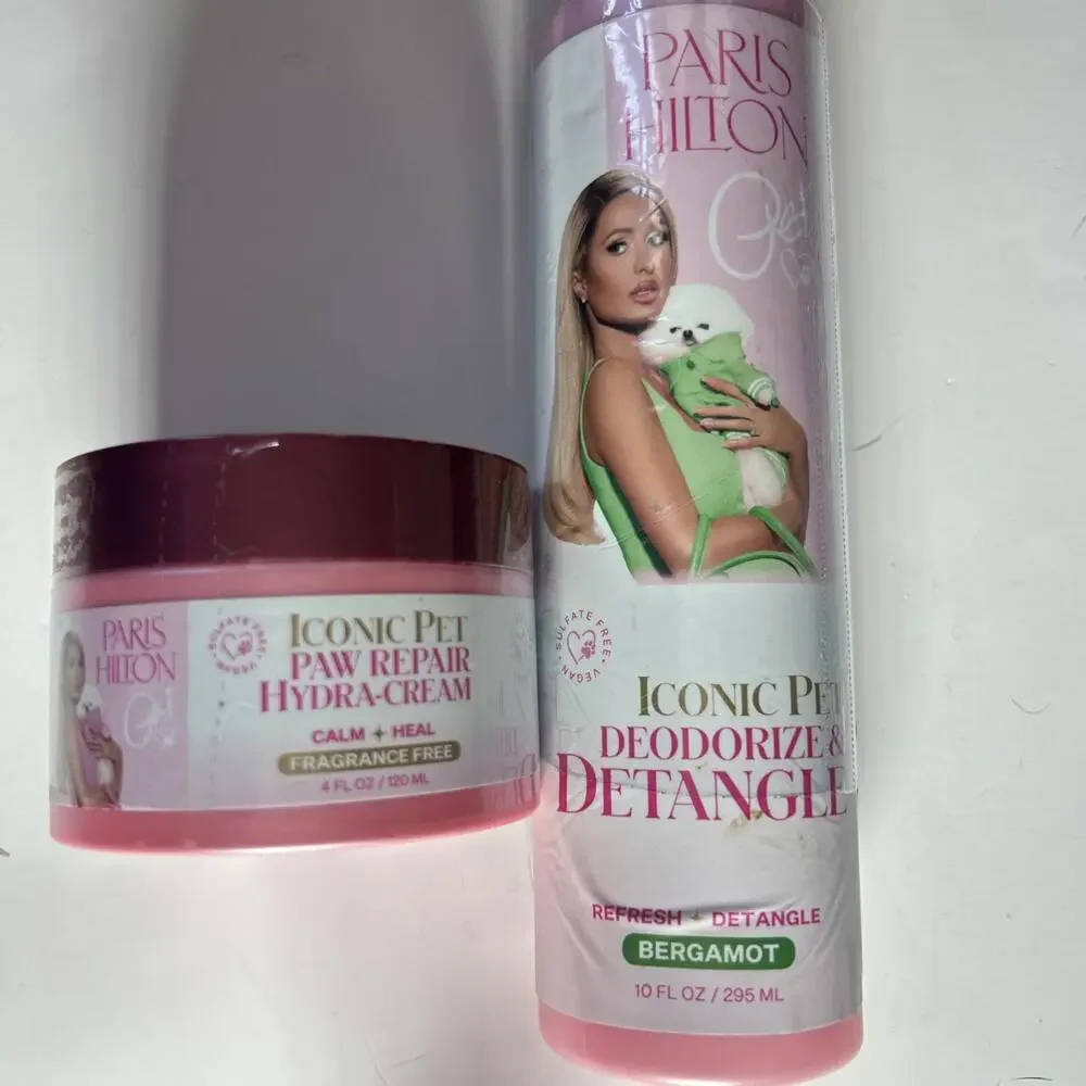 Paris Hilton SET OF TWO Pet Dog Detangle Bergamont AND Paw Repair Creme